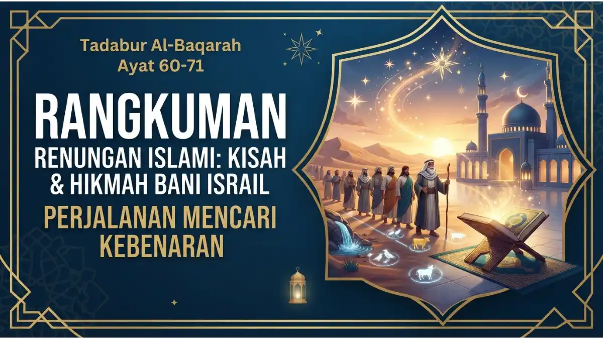 Ilustrasi rangkuman renungan Al-Baqarah ayat 60-71 tentang kisah dan hikmah perjalanan Bani Israil.