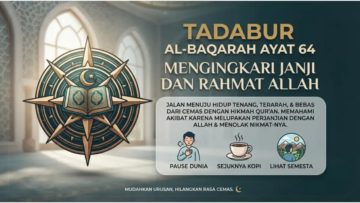 Tadabur Al-Baqarah Ayat 64: Mengingkari Janji dan Rahmat Allah Visualisasi tadabur Al-Baqarah ayat 64 tentang akibat mengingkari janji dan berpaling dari rahmat Allah.