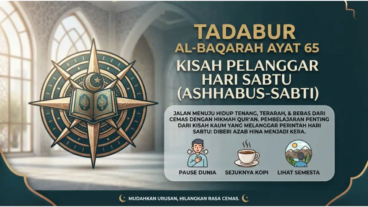 Tadabur Al-Baqarah Ayat 65: Kisah Pelanggar Hari Sabtu (Ashhabus-Sabti) 2 Visualisasi tadabur Al-Baqarah ayat 65 tentang kisah Ashhabus-Sabti yang melanggar larangan di hari Sabtu.